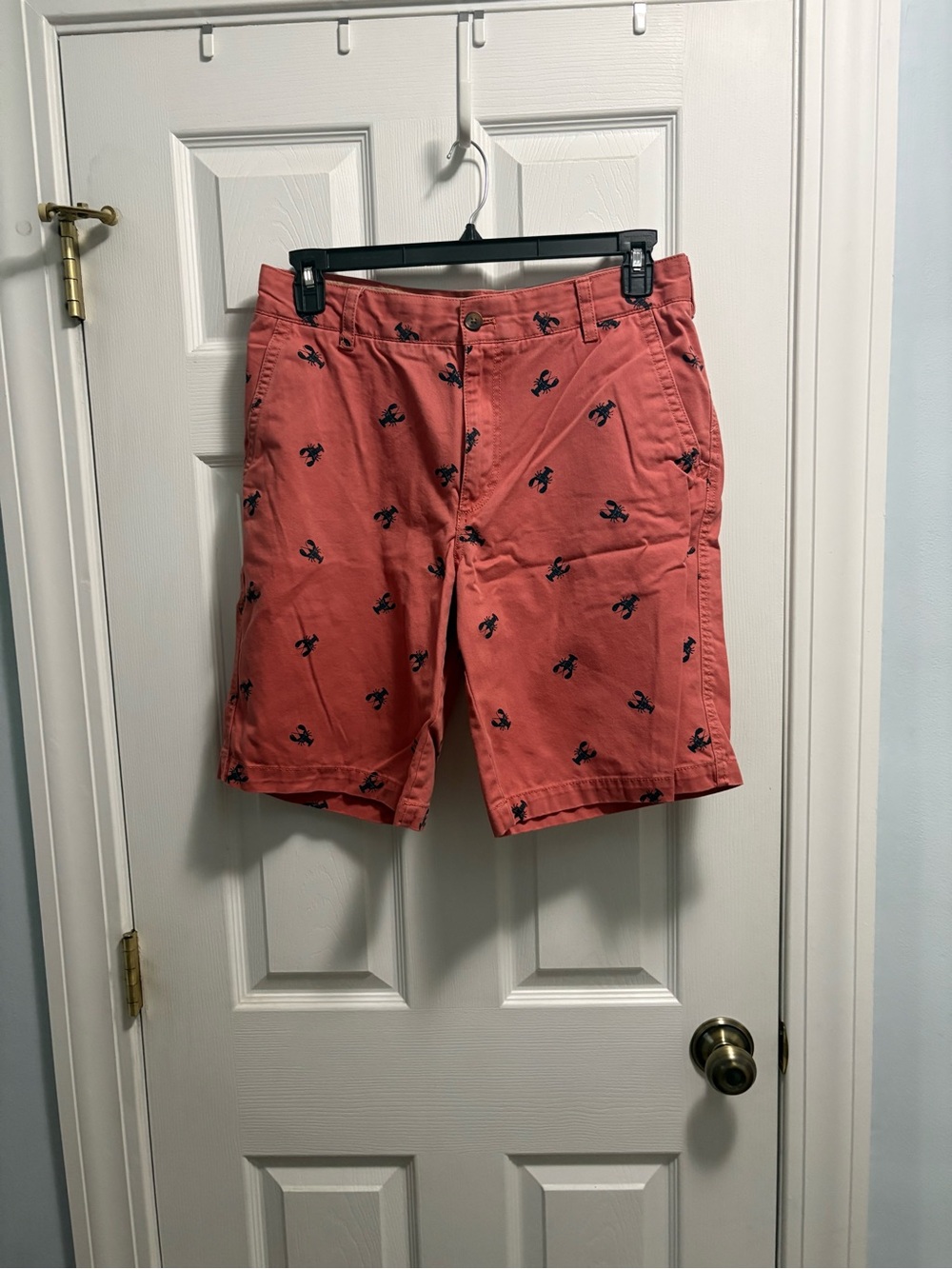 Izod Coral Shorts with Navy Lobster Embroidery